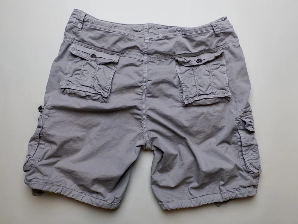 Four Steeds Cargo Shorts Mens 16 (W36) Gray Utility Pockets Summer Y2K Dad Short